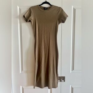 Dark Green Short Sleeve Midi Dress